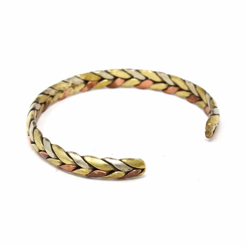Fair Trade copper and brass healing bracelet with traditional Tibetan styling, unisex design for arthritis and wellness support.