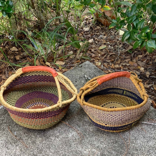 Sustainable African basket made from renewable elephant grass fibers