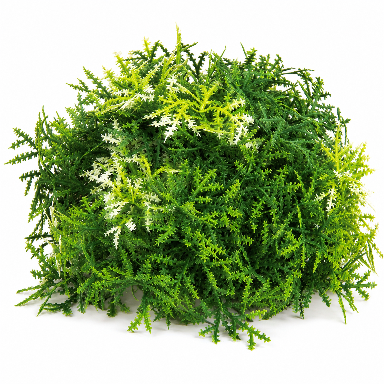 5-inch Forest Moss artificial greenery half sphere showing layered pale, light, and dark green foliage.