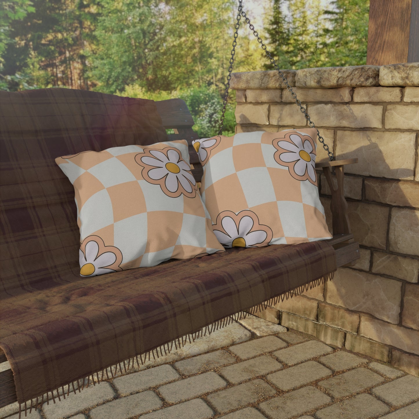 Sunshine Daisy Outdoor Pillow – Floral Cushion for Patio and Porch Seating