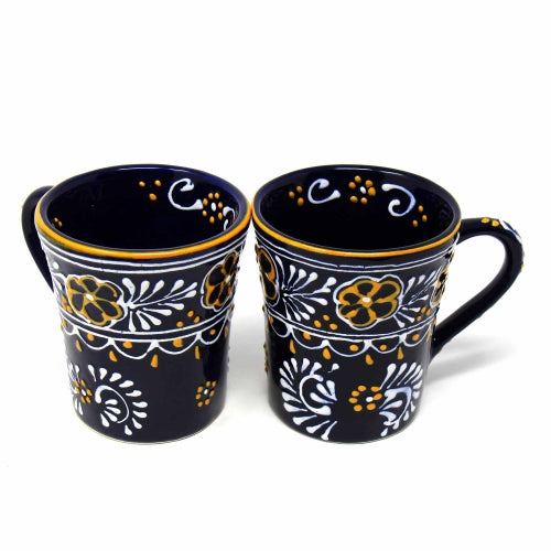 Side view of ceramic mugs with a flared rim, designed for comfortable sipping and easy grip.