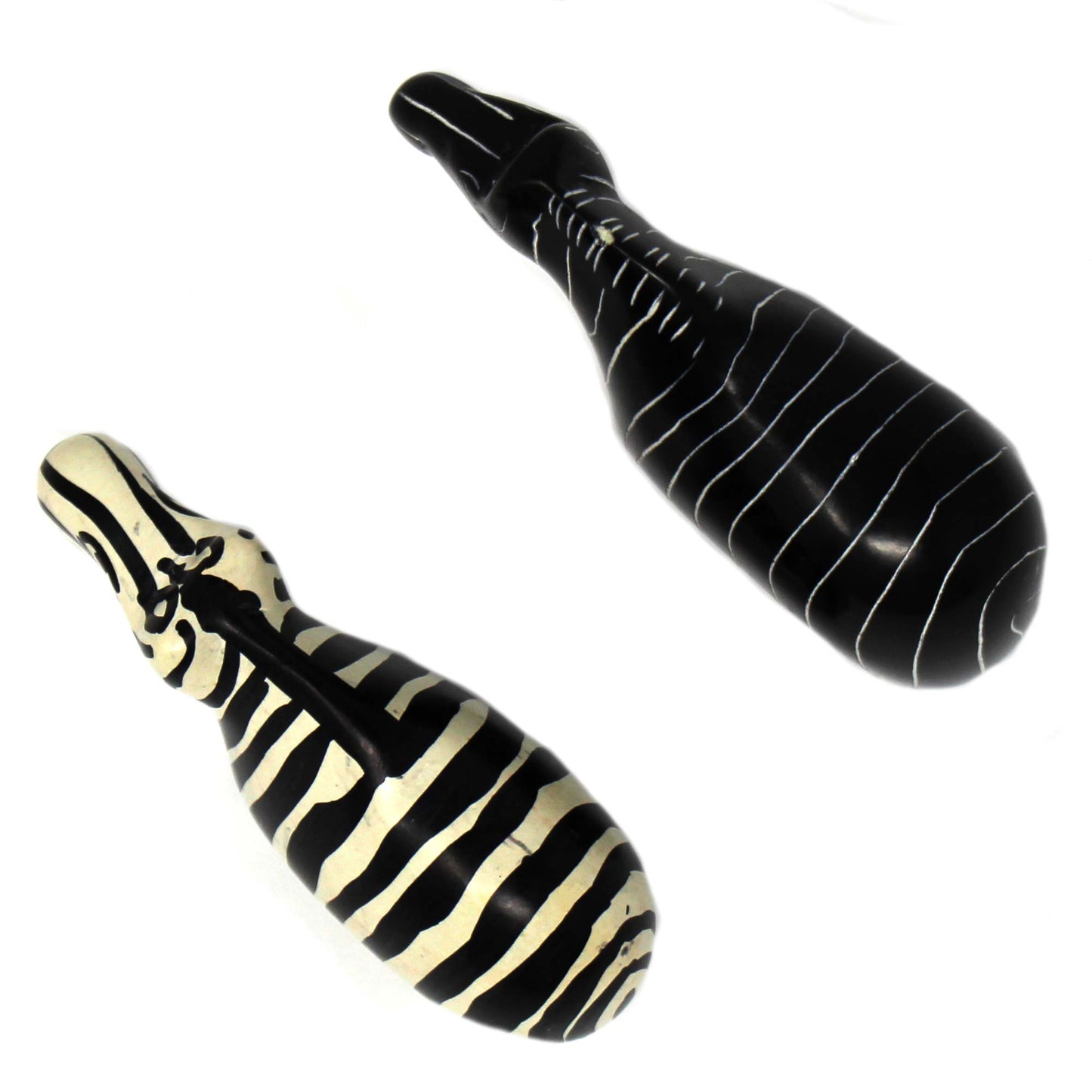Set of two minimalist zebra sculptures carved from Kenyan soapstone