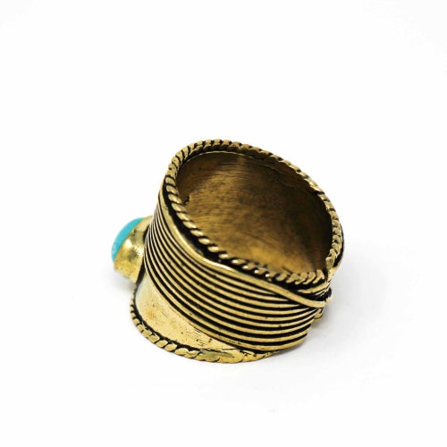 Fair trade jewelry – handcrafted adjustable turquoise ring made with sustainable materials