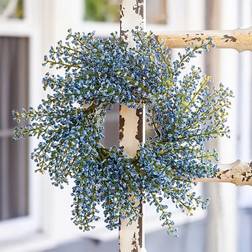 Sky Blue Astilbe Candle Ring – 3.5" Inner Diameter