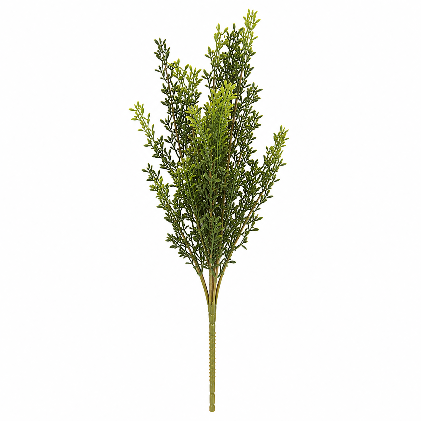 New England boxwood bush featuring realistic green foliage on a single plastic stem displayed against a clean white background.
