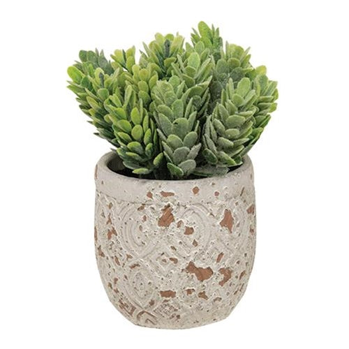 Small artificial plant with rustic charm in terracotta-accented pot