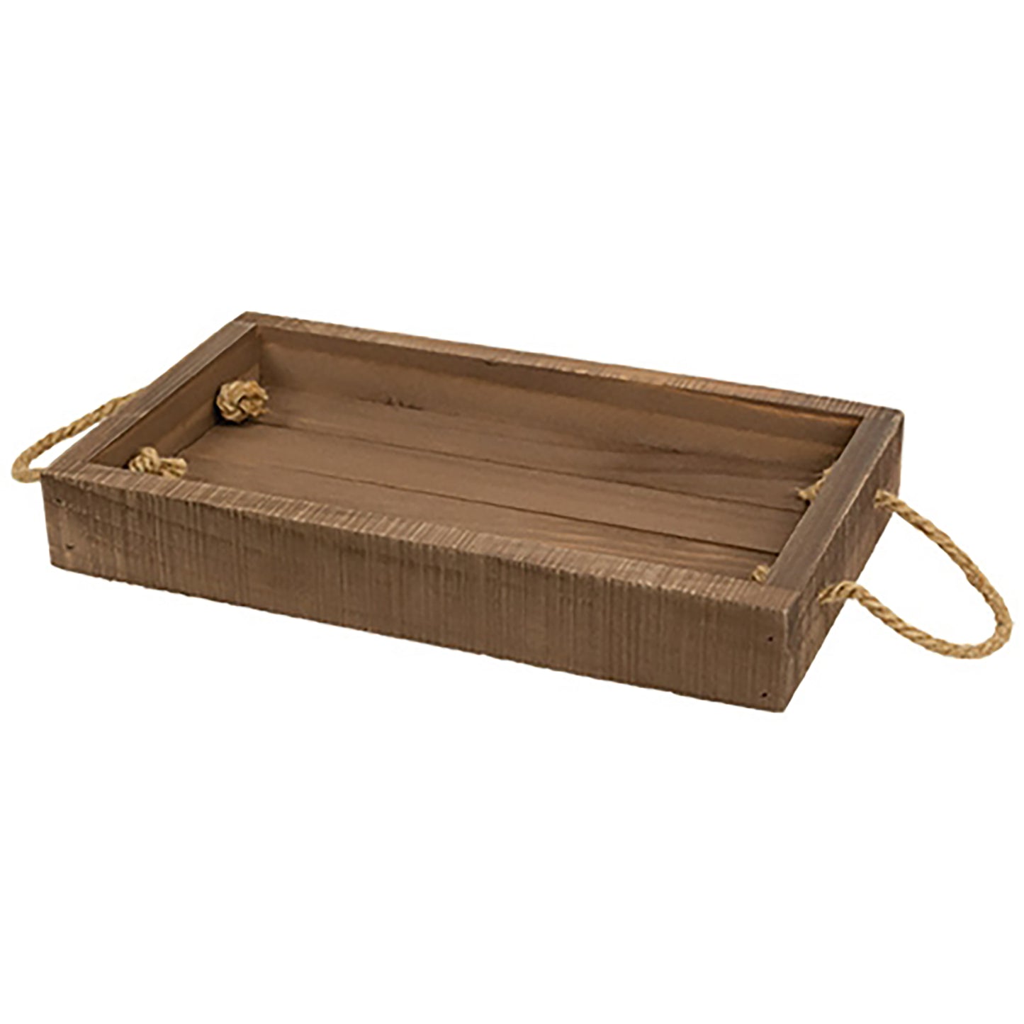 Rustic wooden rectangle trays with slatted design and rope handles for cozy farmhouse home decor
