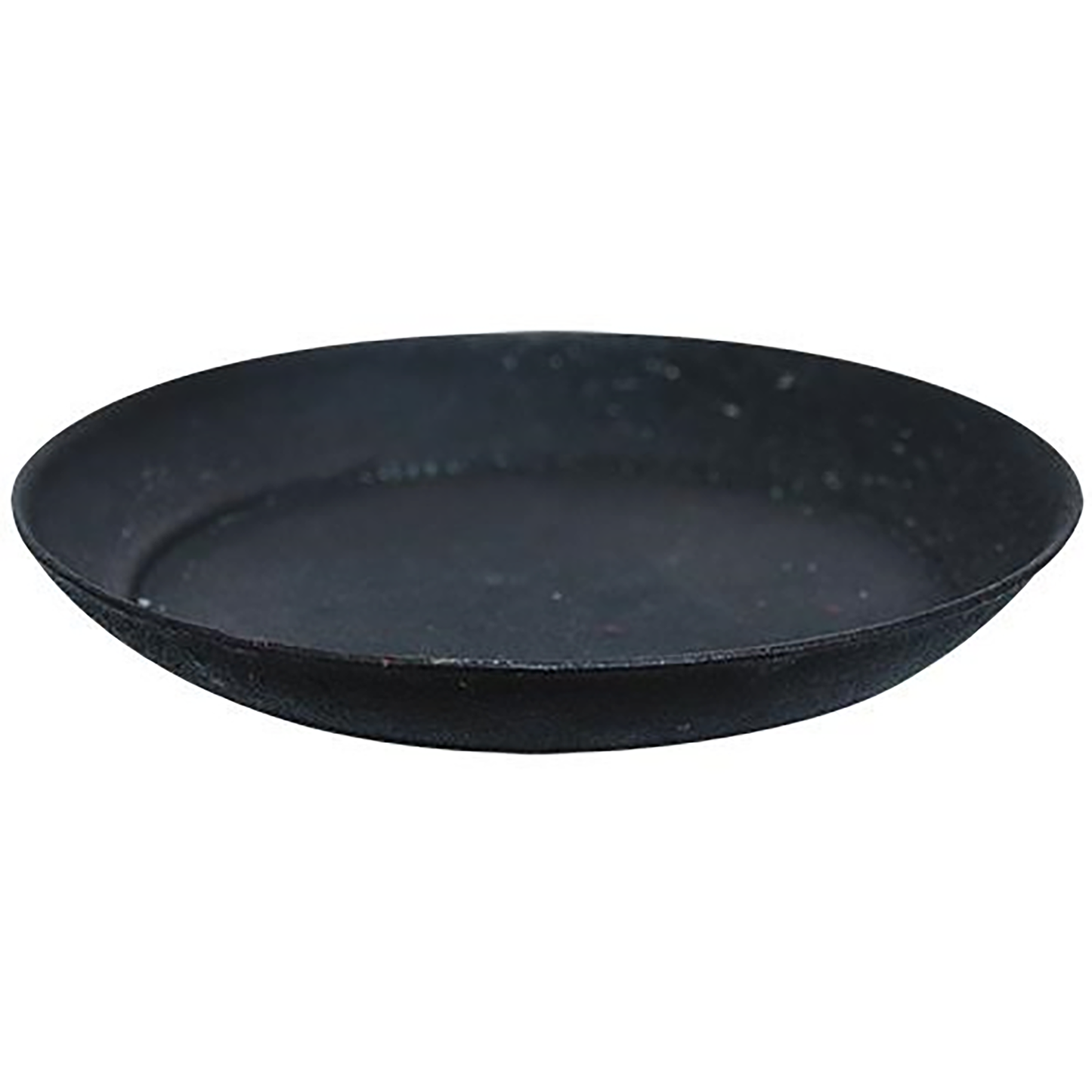Matte black primitive metal candle pan for regular or LED candles with rustic farmhouse styling