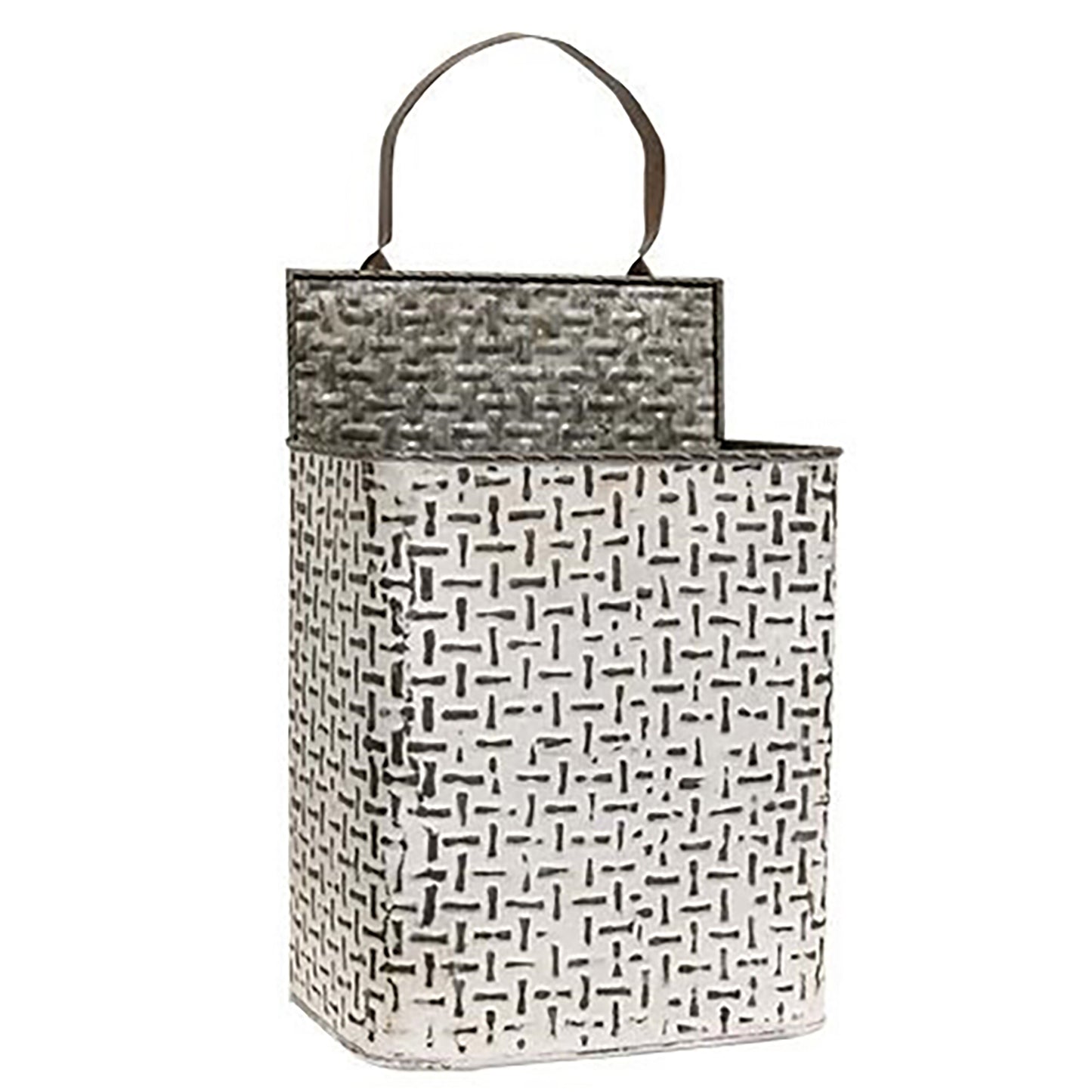 Decorative galvanized buckets with handle loop, ideal for faux floral arrangements