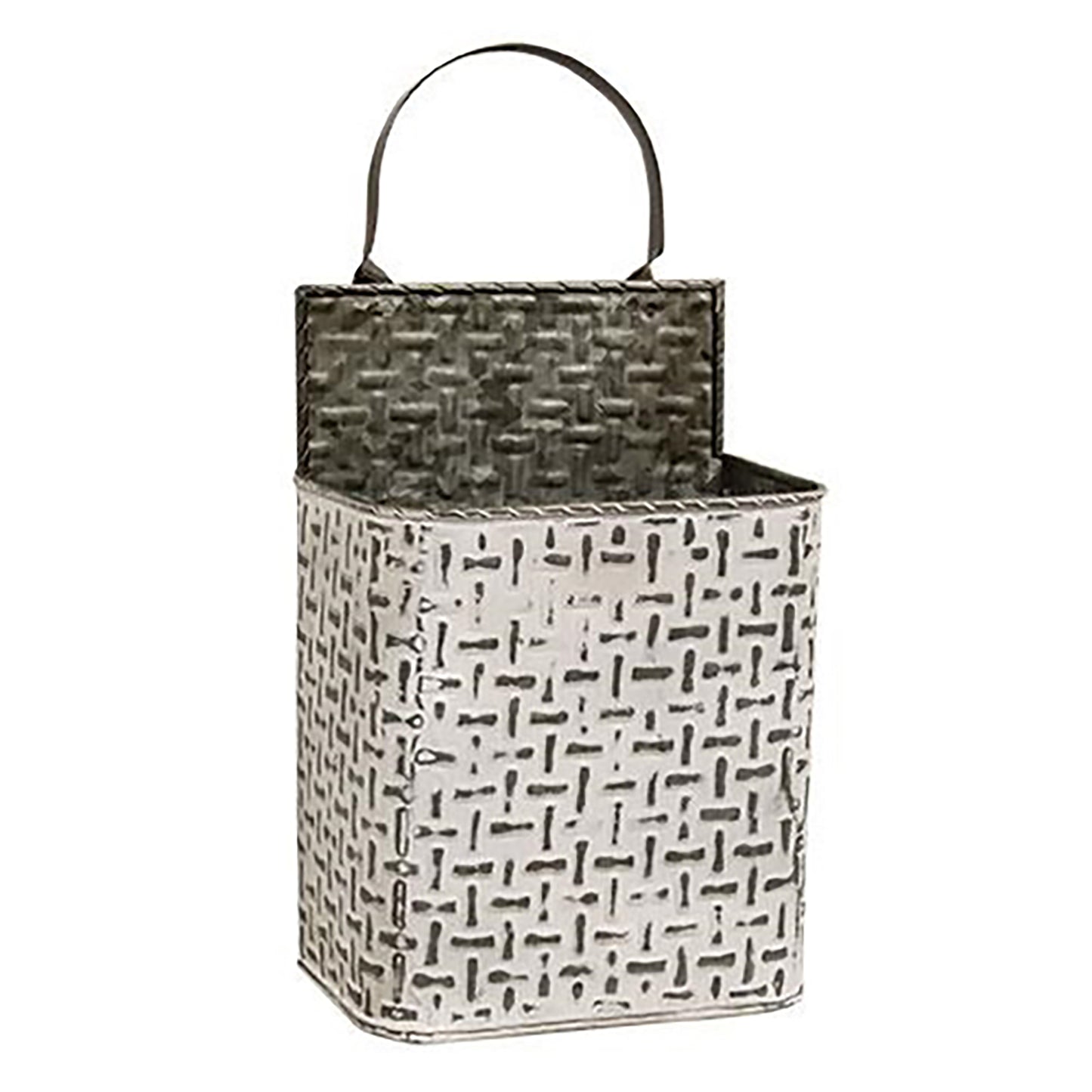 Rectangle galvanized wall buckets in whitewash finish for country and rustic décor