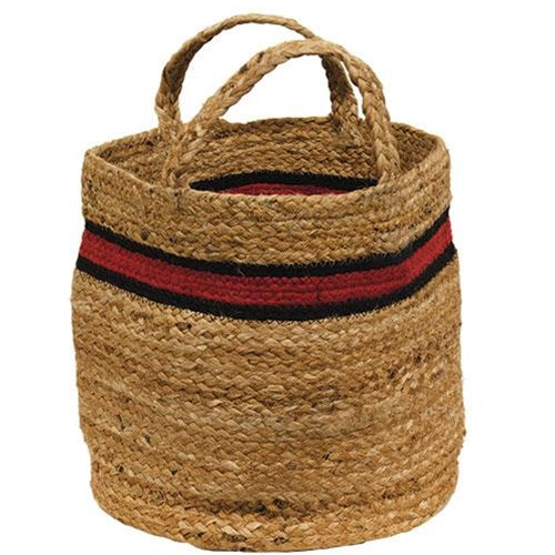 Set of 3 Bold Striped Jute Storage Baskets