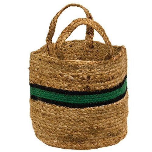 Set of 3 Bold Striped Jute Storage Baskets