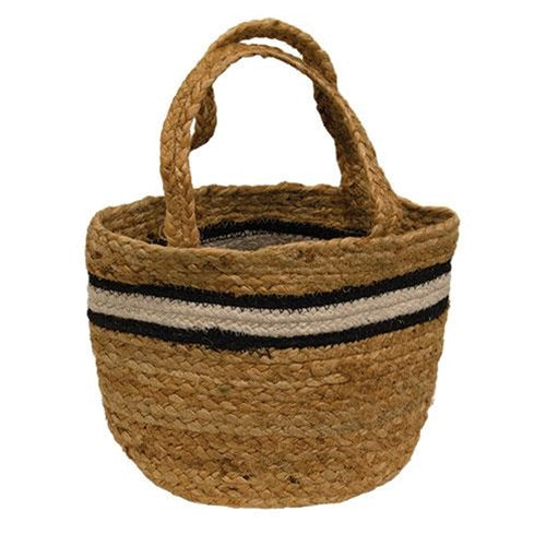 Set of 3 Bold Striped Jute Storage Baskets