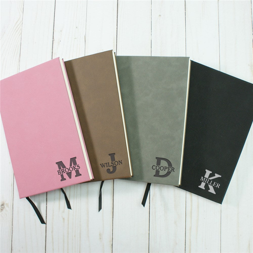 Monogram Initial Leather Journal with Name