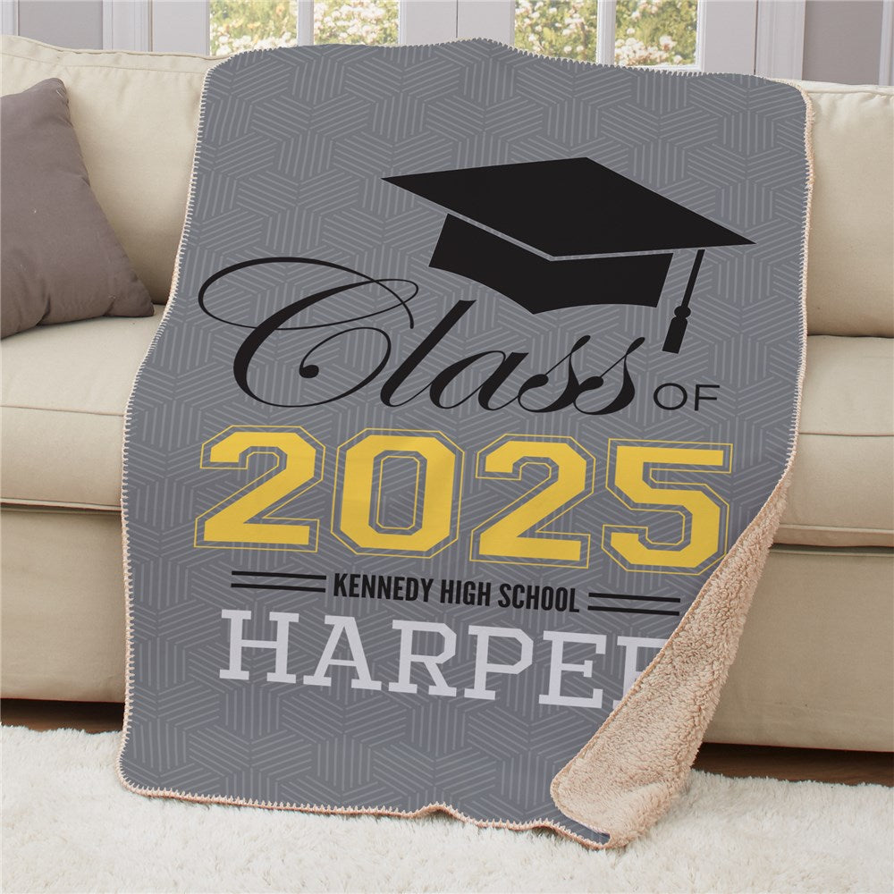 Personalized graduation sherpa throw with custom name and year