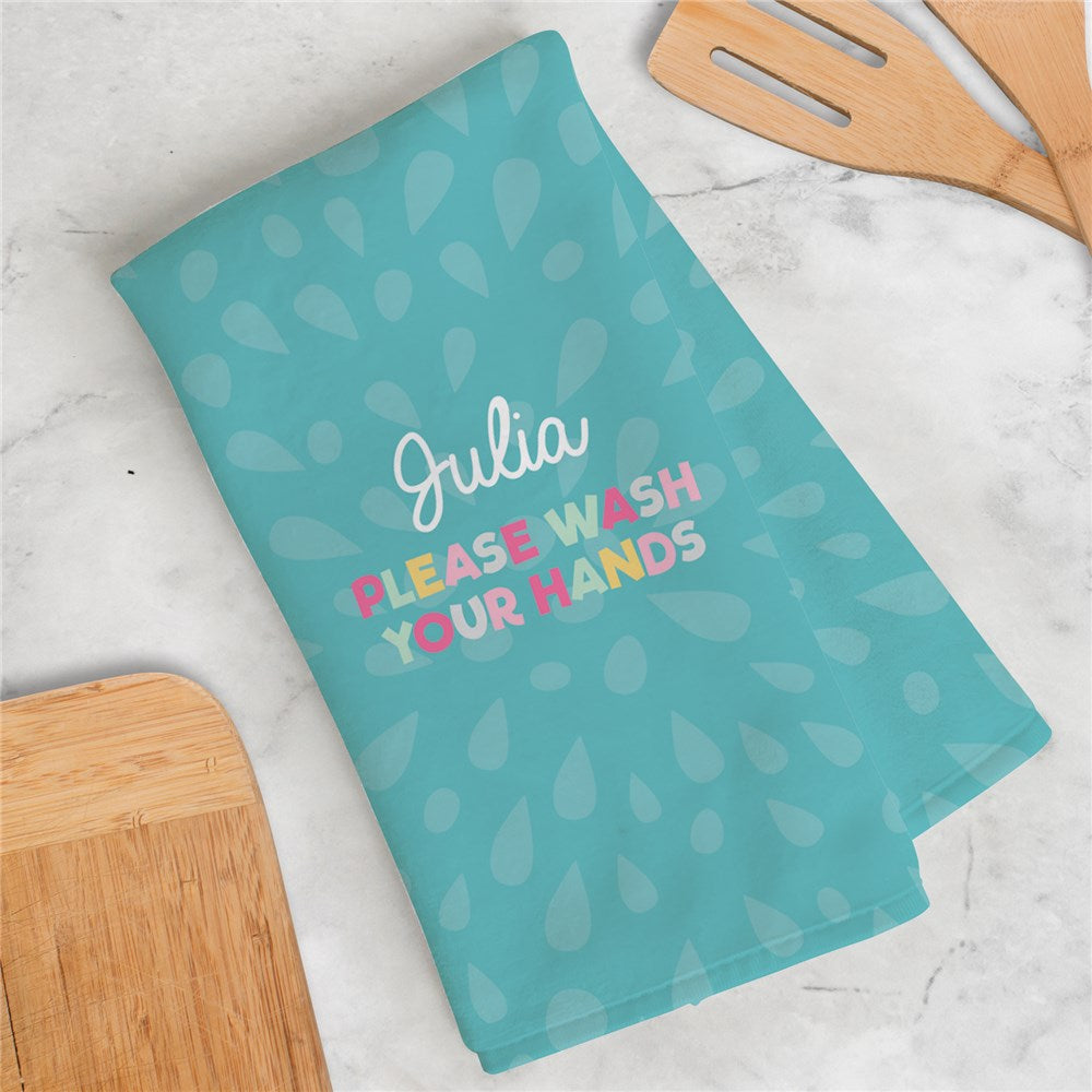 Personalized Kids' Hand Towel with custom name embroidery. Soft microfiber front with an absorbent cotton terry back. Perfect for bath, pool, or travel use.