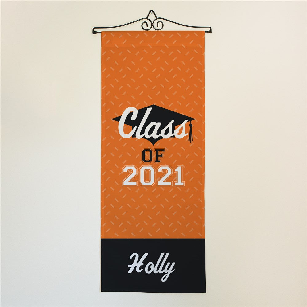 Personalized graduation wall banner with name and year in custom color
