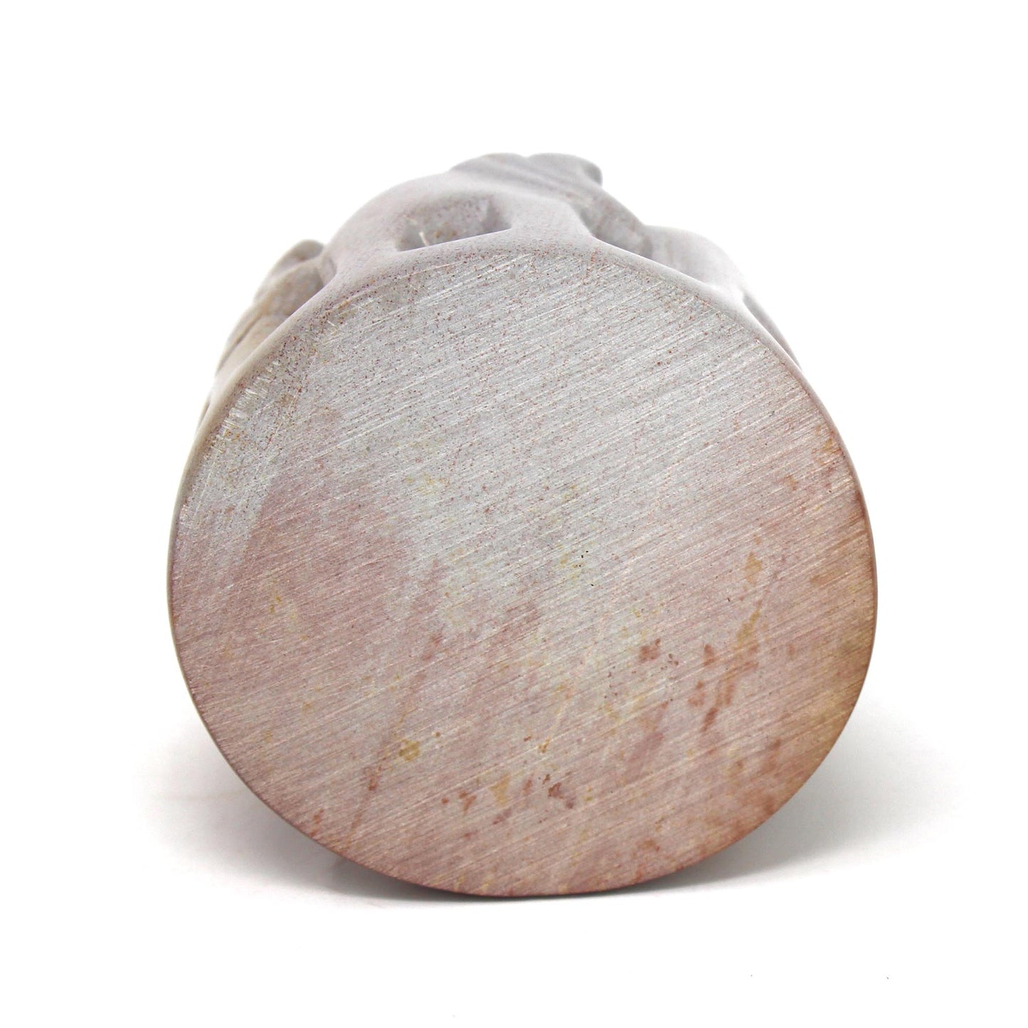 Fair trade elephant circle sculpture with smooth finish and earthy tones