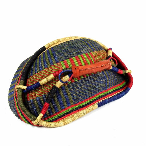 Large woven African basket in vibrant, one-of-a-kind color combinations