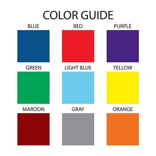Color guide for graduation banner personalized with student name and date