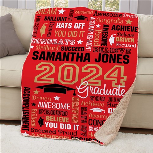Personalized Graduation Word Art Sherpa Blanket