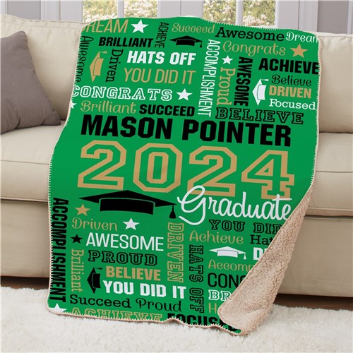 Personalized Graduation Word Art Sherpa Blanket