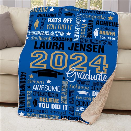 Personalized Graduation Word Art Sherpa Blanket