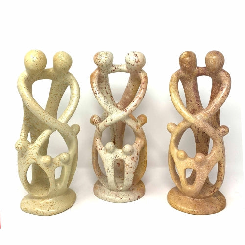 Fair Trade handcrafted soapstone sculpture, made from sustainably mined Kisii stone, a meaningful gift for families, collectors, and home decor lovers.