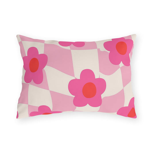 Floral outdoor pillow for patio seating
