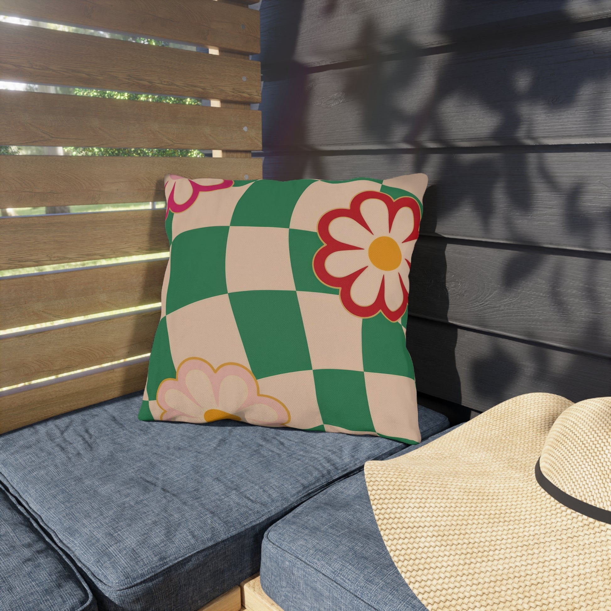 Garden pillow with spring floral design and plush filling for relaxing decor