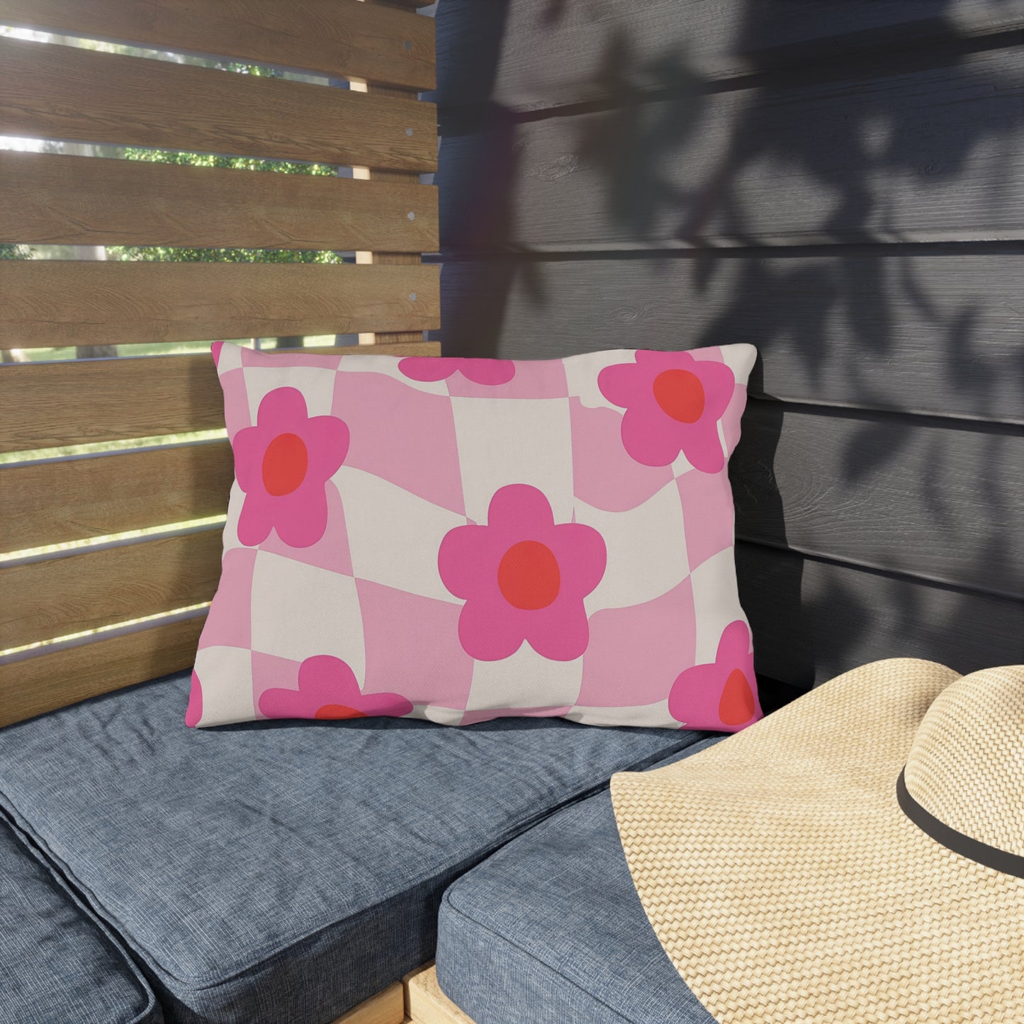 Decorative garden pillow for summer lounging