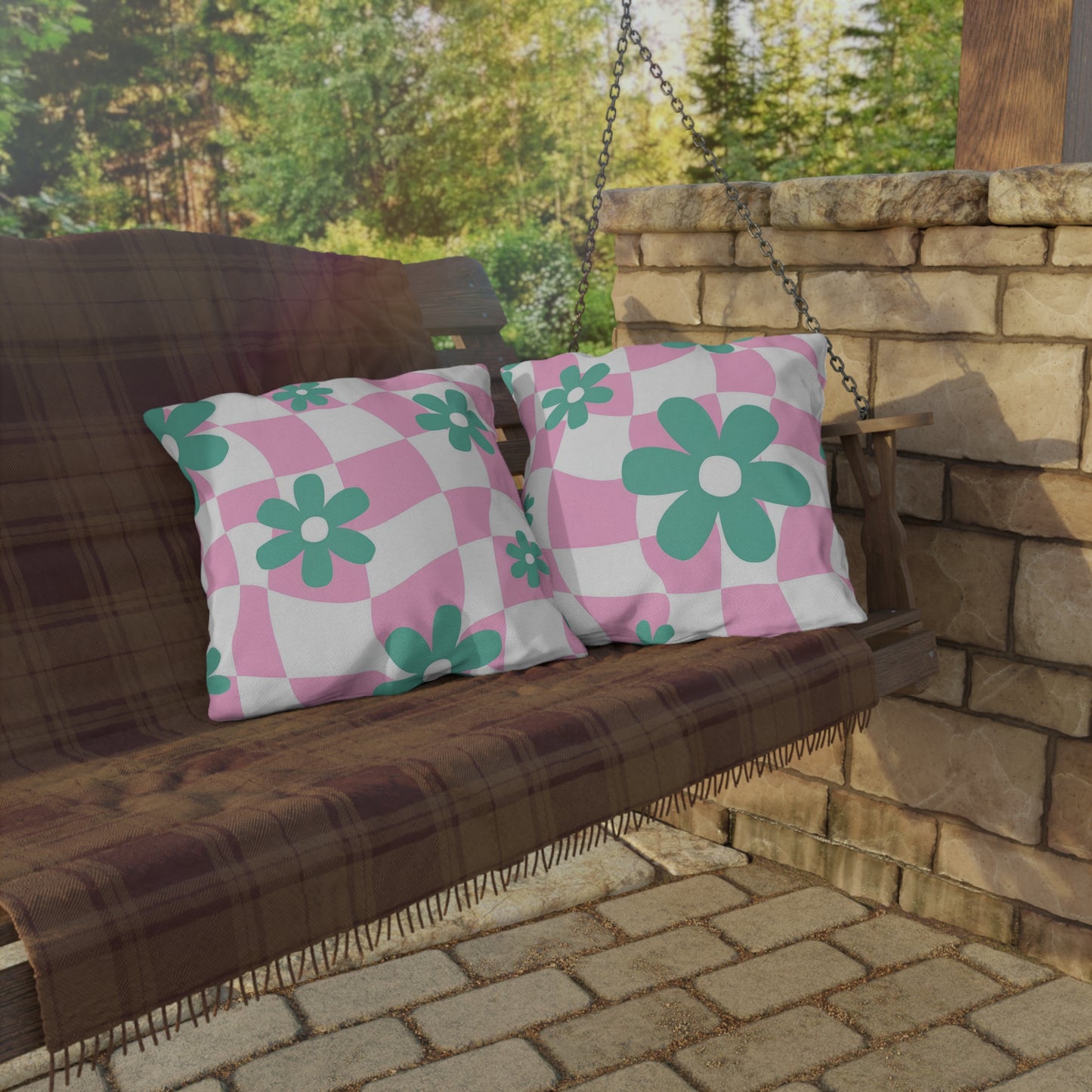 Bright and durable outdoor throw pillow for refreshing patio and garden spaces.
