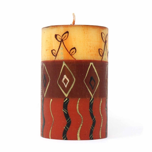 Single Boxed Hand-Painted Pillar Candle – 4 Inch