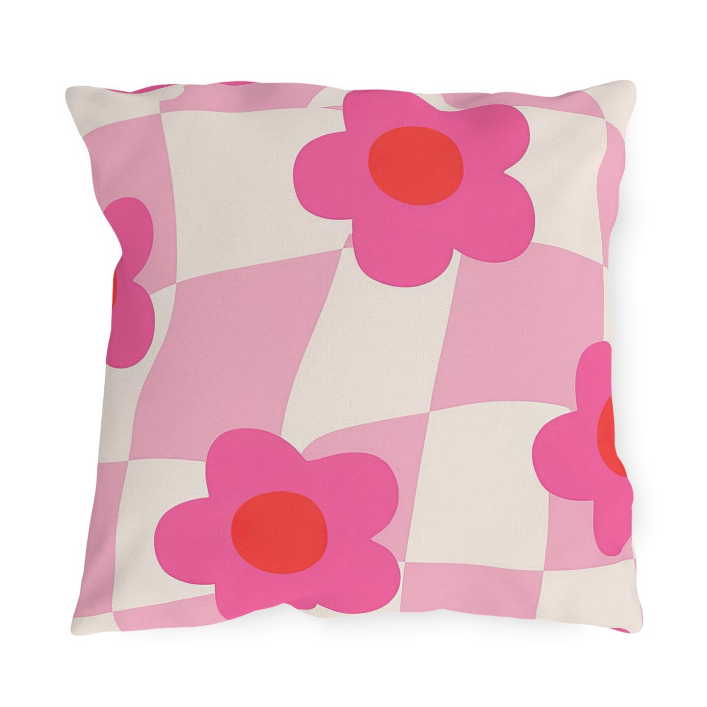 Waterproof outdoor pillow with colorful double-sided floral design