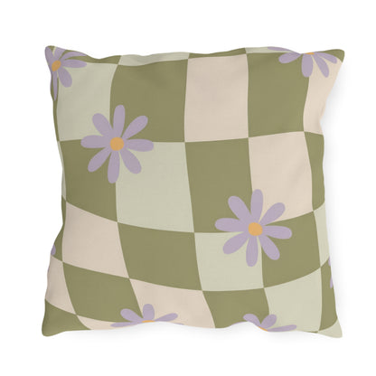 Durable outdoor cushion with colorful floral design for garden benches