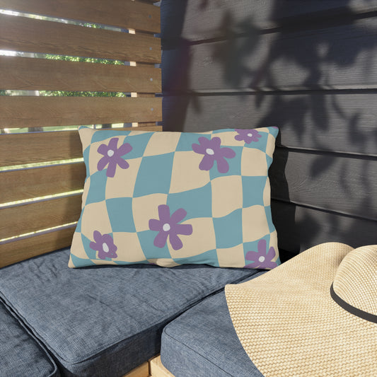 Soft and supportive rectangular pillow crafted for outdoor seating