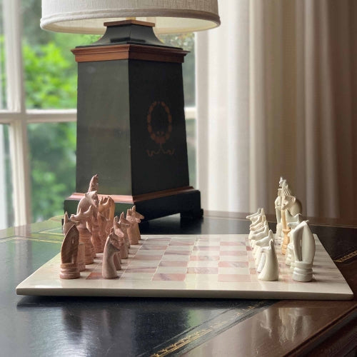 Hand-Carved Soapstone Animal Chess Set – 15” Board