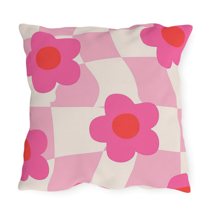 Outdoor throw pillow with bold floral prints for seasonal decor