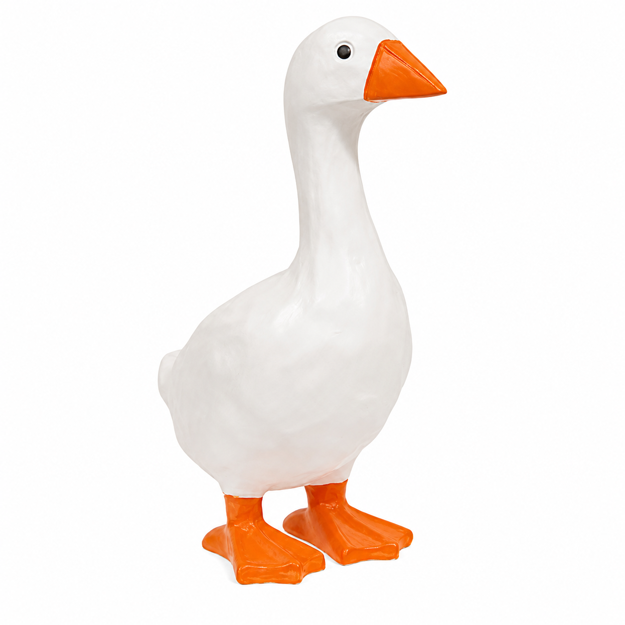 White Carved-Look Resin Goose - 7"