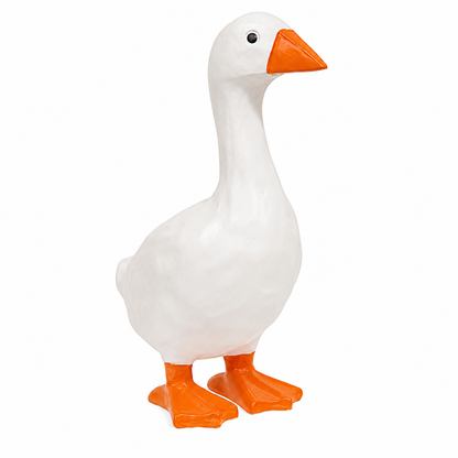 White Carved-Look Resin Goose - 7"