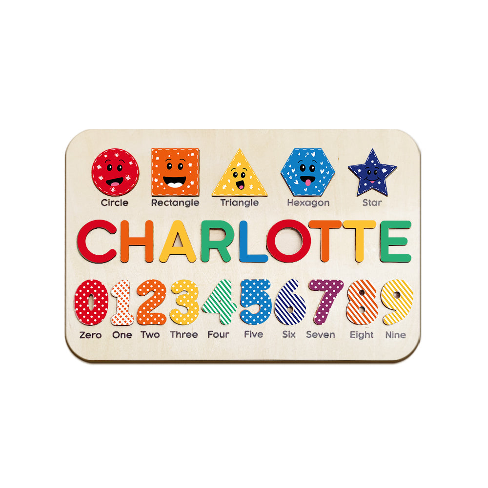 Educational wooden name puzzle for kids, a personalized gift that helps with letter recognition and fine motor development.