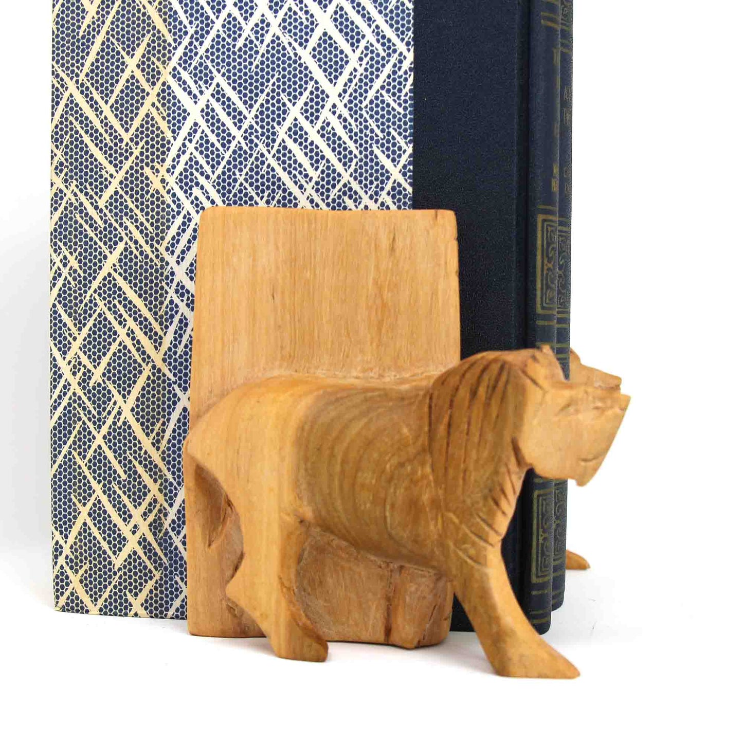 Set of two safari animal bookends with a warm brown finish