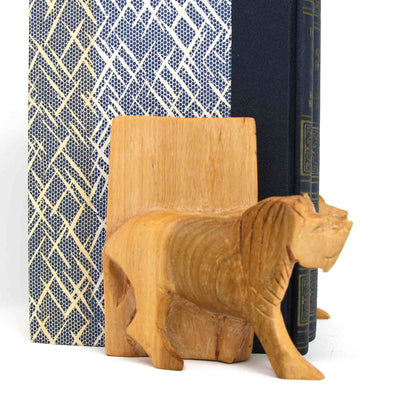 Set of two safari animal bookends with a warm brown finish