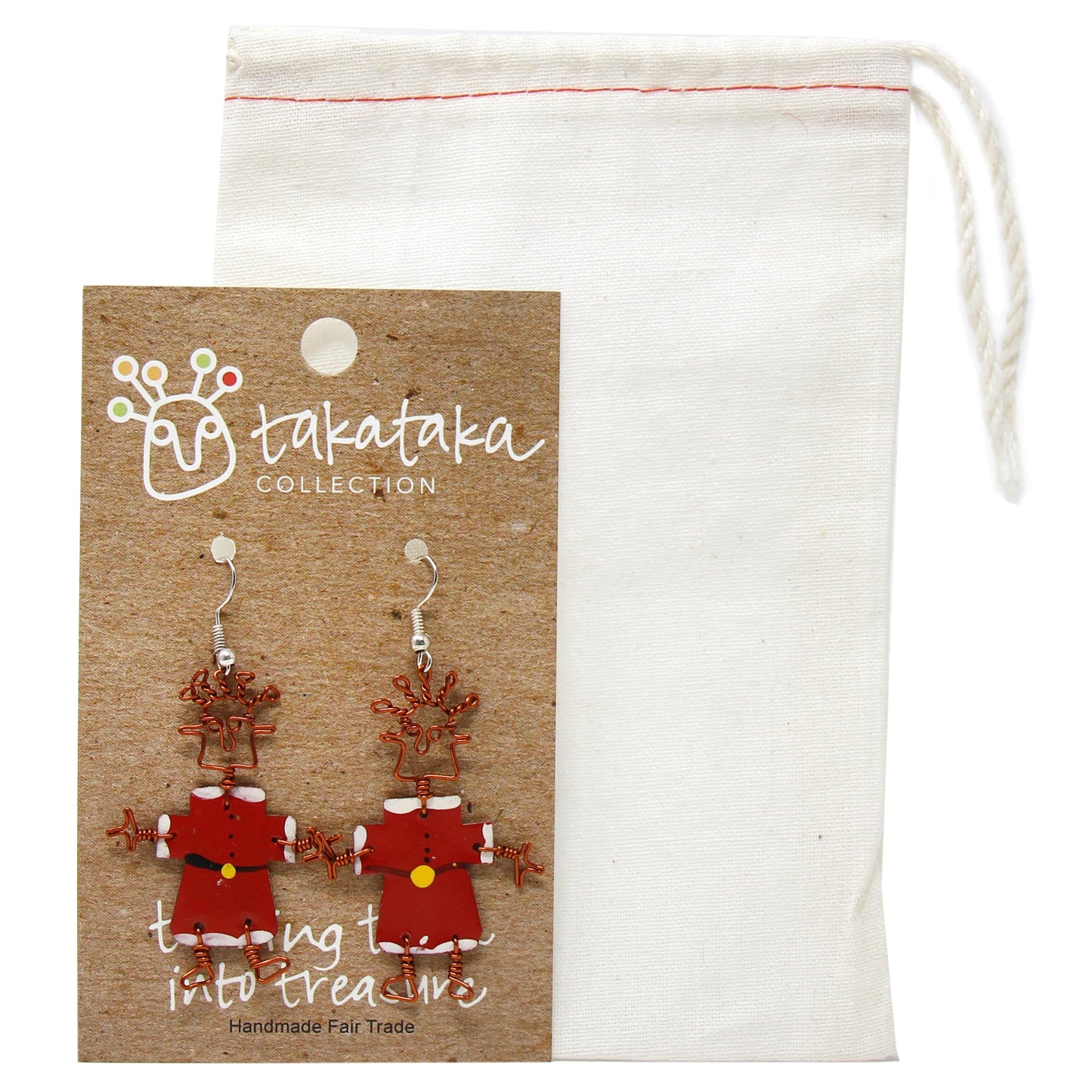 Fair Trade holiday earrings with festive colors, handcrafted by Kenyan artisans.