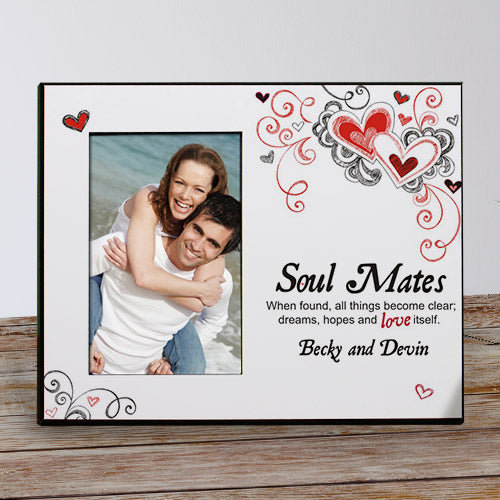 Personalized Soul Mates picture frame for couples with names, romantic 8x10 photo gift