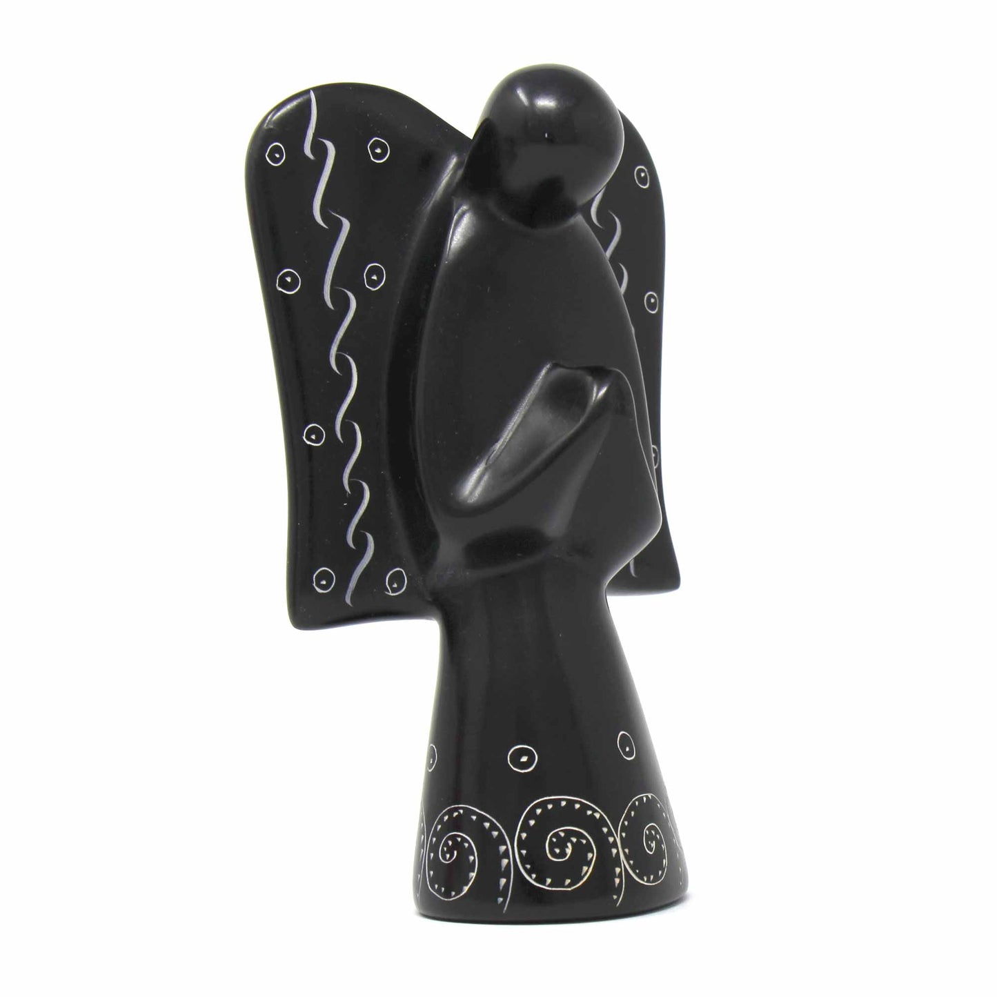 Decorative angel statue crafted from polished natural stone