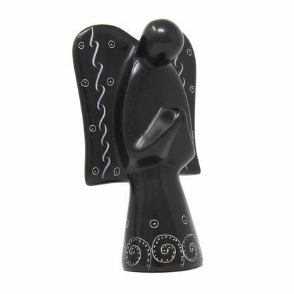 Decorative angel statue crafted from polished natural stone