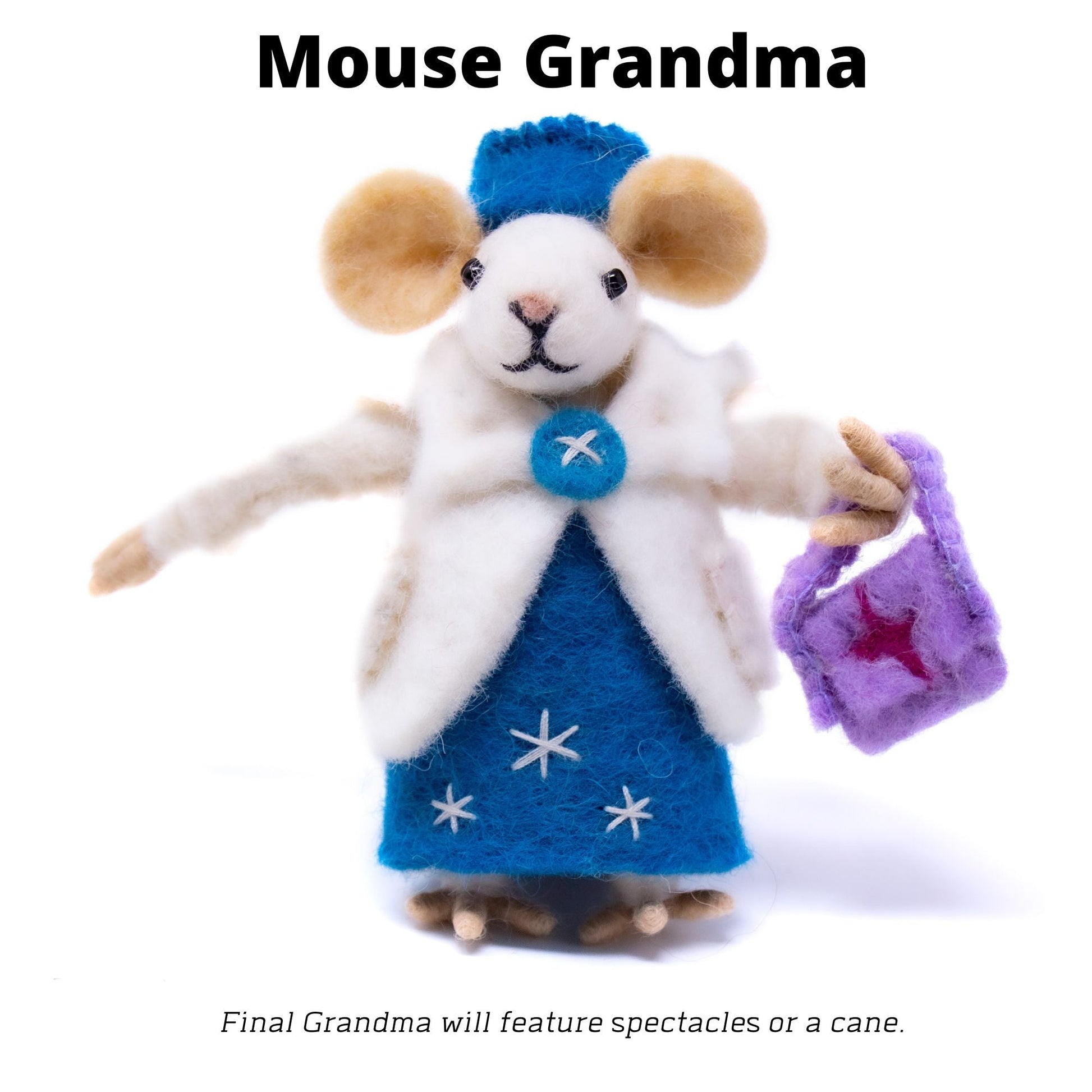 Ethically sourced felt mice, Fair Trade handmade wool animals, whimsical nursery decor, sustainable gifts.