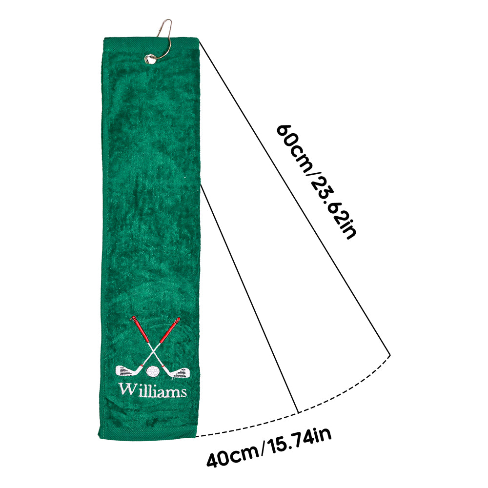 A graphic displaying the dimensions of the towel, highlighting the size of the golf towel (15.74 x 23.62 inches or 40 x 60 cm) for easy reference.