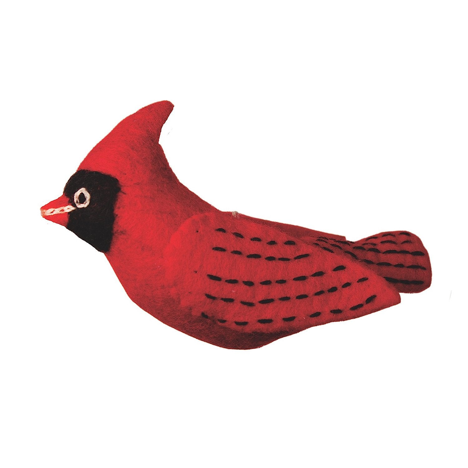 Handmade felt cardinal bird ornament crafted from natural wool. Weatherproof hanging décor for gardens, patios, and home interiors.